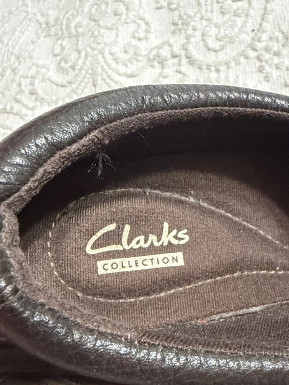 Clarks Collection Size 6.5M Dark Brown Leather Loafers with Button Accent